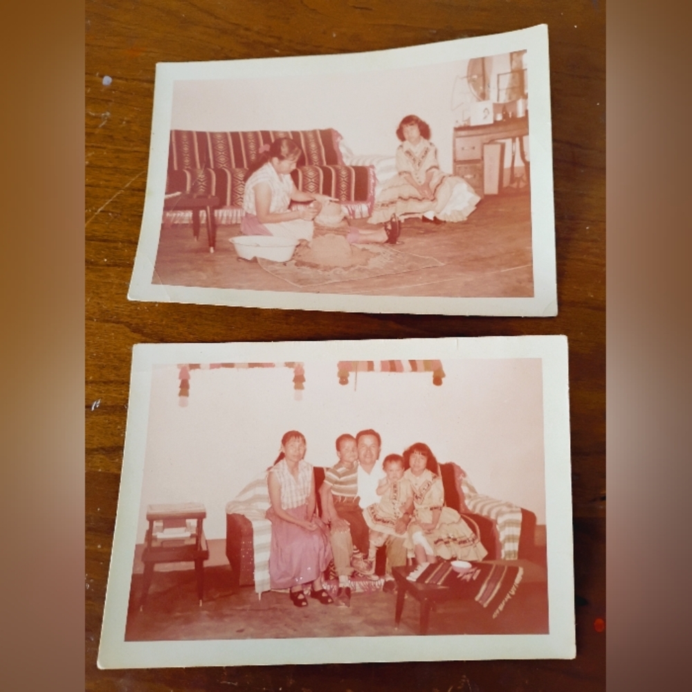 Vintage Lot 2 60's Pictures Native American Family and Pottery Making Kodacolor